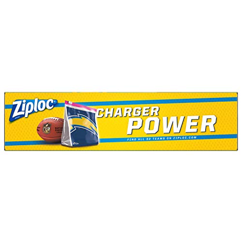 ZIPLOC SLIDER STORAGE GALLON BAG, GREAT FOR GRAB-AND-GO SNACKING, TAILGATING OR HOMEGATING, 20 COUNT- NFL LA CHARGERS