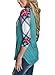 Annflat Women's Casual Striped 3/4 Sleeve Pocket T Shirt Color Block Blouses and Tops,Green,(US4-6)Small