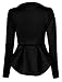 FashionMark Womens Plain Crop 1 Button Peplum Frill Blazer Jacket Coat
