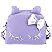 CMK Trendy Kids Cute Little Girls Cat Purse for Toddler Kids Mini Backpack Bags with Bows (82003_Purple), regular