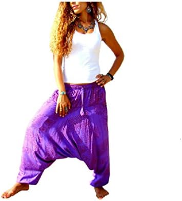 Revital Imports Women Boho Yoga Hippie Baggy Aladdin Harem Pants (Purple)