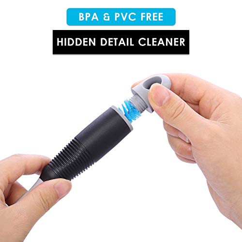 Bottle Brush with Nipple Cleaner, Long Handle Water Bottle Scrubbing Brush, Built for Cleaning