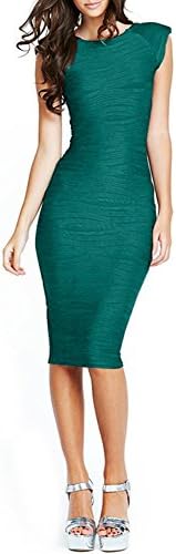 Yincro Women's Midi Dresses Sleeveless Knee Length Party Evening Dress(Blackish Green-M)