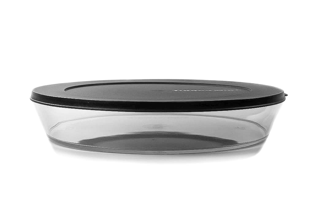 Tupperware Clear Collection 2.0 L Flat Black Bowl Classic Royal Table Bead