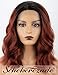 2019 Ombre Bob Wavy Red Auburn Wig of Front Lace with Black Roots Scheherezade Short Copper Lace Front Wigs Synthetic Hair for Women Glueless Heat Ok