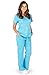 Ultra Soft Brand Scrubs - Premium Womens Junior Fit 3 Pocket Mock Wrap Scrub Set, Water Blue 39113-Small