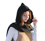 Unisex Winter Bomber Hats Knit Hooded Scarf Wrap Cap Hoodie Scarves Shawl Crochet Hat