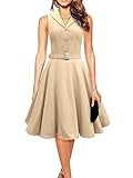 iLover Women 1950s V-Neck Vintage Rockabilly Swing Evening Party Dress