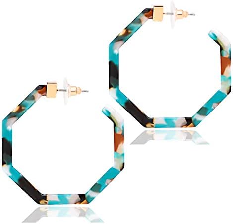 Acrylic Hoop Earrings Upgraded Geometric Resin Earrings Delicate Acetate Stud Dangle Earrings for Women Girls