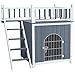 Tangkula Pet Dog House, Wooden Outdoor & Indoor Dog/Cat Puppy House Room with a View, Pet Room with Stairs, Raised Roof and Balcony Bed, Wooden Dog House (L)