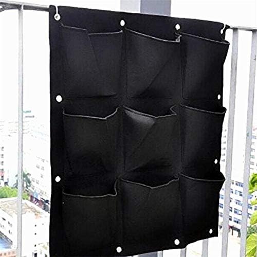 fervortop Vertical Planting Grow Bags 9 Pockets Wall Hanging Planter Container Easy to hang and fill Outdoor Indoor Gardening Greening Flower Plant Pouch Black 5050cm