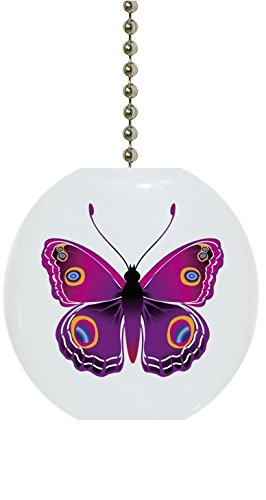 Pink Butterfly Butterflies Solid Ceramic Fan Pull