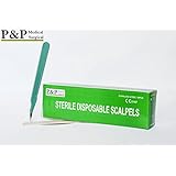 Scalpel Disposable Size 11 (1box = 10 scalpels) Surgical Blade Sterile with Plastic Handle and Metric Line on it , Designed in USA
