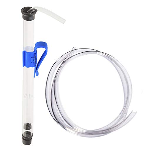 Vila Siphon Pump for Brewing Beer, Includes Glass Tube Pump with Blue Clamp, Clear Tubing with 0.6" diameter, Automatic Siphon Pressure Booster for Home Brewing Wine and Ciders, Suitable for Aquarium