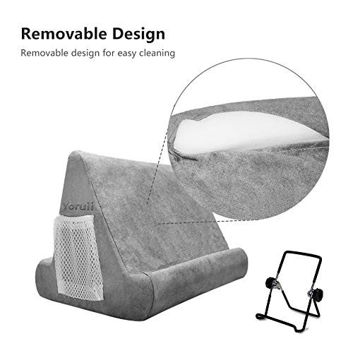 Soft Pad Pillow Stand Holder Tablet Mobile Phone Pillow Lap Stand Multi-Angle Reading Support Pillow Stand Suitable for Tablet Computer Ereader Smart Phone and Books (Grey)