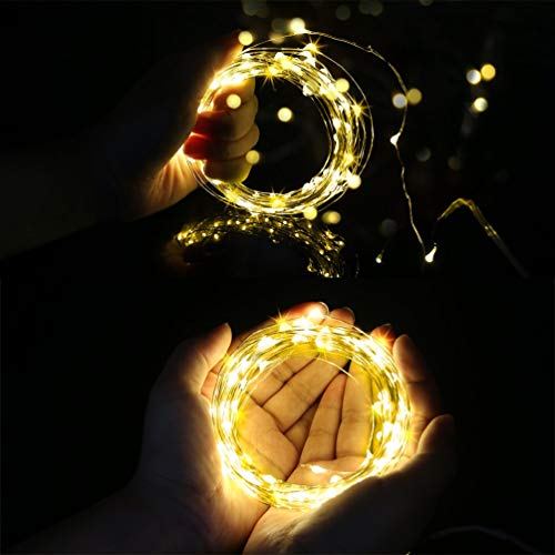 Battery Powered Fairy String Lights[Remote & Timer] 5M 50 LEDs Fairy Lights Decorative Lighting Waterproof for Outdoor and Indoor Party Wedding Birthday Home Bedroom Warm White[Energy Class A+]