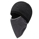 Plizza Winter Ski Thick Knit Wool Warm Hat Face Mask Cover Scarf Slouchy Cable Beanie Skull Windproof Cap For Cycling Camping Running Climbing Skiing Walking Unisex