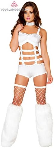 White Rhinestone Cage Ropmper Bundle with Women's Stockings