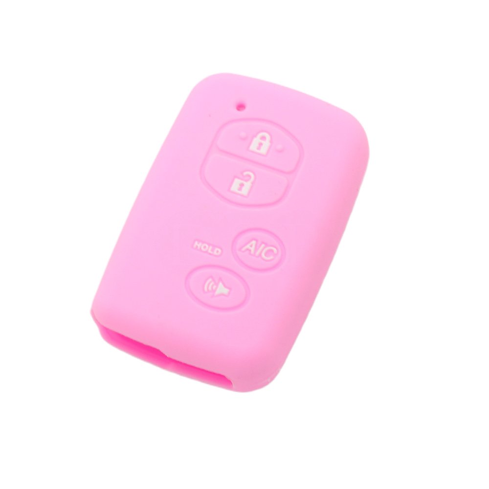 BROVACS Silicone Cover Protector Case Holder Skin Jacket Compatible with TOYOTA 4 Button Smart Remote Key Fob CV2406 Pink
