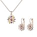 BAMOER 18K Rose Gold Plated Cubic Zirconia Snowflake Lever Back Earrings Necklace Set for Women Girls CZ Jewelry Set Rose Gold & Colorful CZ