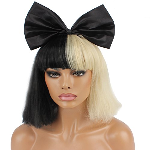 WeKen Cosplay Wig Women's Short Bob Kinky Straight Full Bangs Synthetic