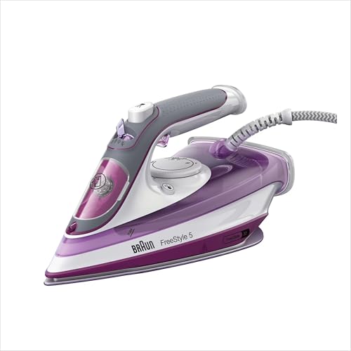 Braun FreeStyle 5 Dampfbügeleisen SI 5037 VI - Bügeleisen mit Freeglide 3D Bügelsohle, Vertikaldampf, 2700 Watt, Dampfstoß 200 g/min, 330 ml Wassertank, Violett