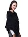 Ferand Ladies Genuine Knitted Rabbit Fur Poncho Cape Shawl for Women, Black