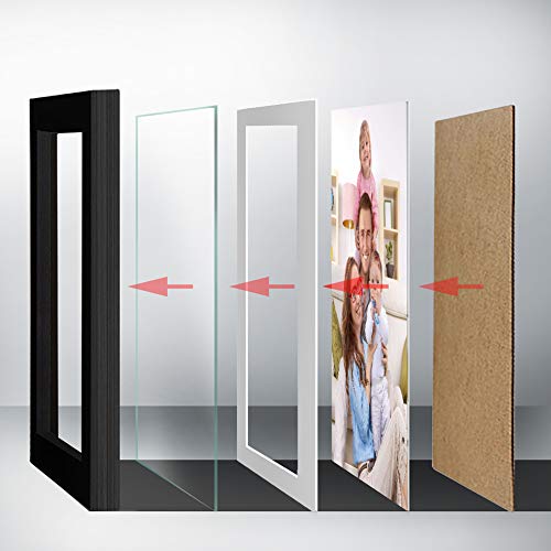 Giftgarden 8 Stück Bilderrahmen Set 10x15 cm mit Passepartout, Schwarze Fotorahmen ohne Passepartout für 13x18 cm Fotos oder Bilder, Wand- oder Tischaufsteller für Wohnzimmer Schlafzimmer Büros – Bild 3