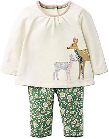 Girls Long Sleeve Clothing Set Animal Appliques Kids Back to School Outfit