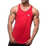 Dri Fit Microfiber Bodybuilding Stringer Tank Top Y-Back Racerback, Medium, Red