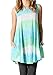 Poulax Women Loose-fit Sleeveless Lightweight T-Shirt Tunic Tank Top (L=US12-14, Mulit Green)
