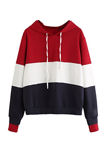 Didk women s hoodies long sleeve splice 3 color hooded …