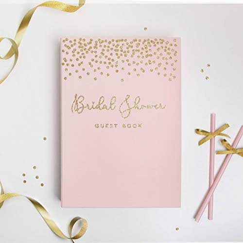 Bridal Shower Guest Book Pink Album with Gold Glitter
