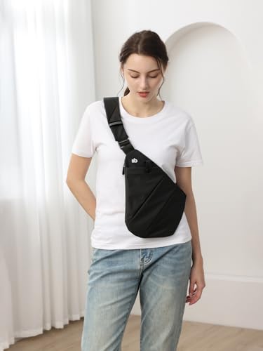 Anti-Theft Crossbody Bag for Women Men, Multi-Pocket Small Sling Chest Travel Bag, Ideal for Passport, Mobile Phone, and More(Black)