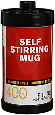 OmeGod Classical Novel Self-Stirring Roll Film/ Battery Cup - Creative Stainless Steel Thermos Mug, 12 Ounce Great for Drinking Beverage and Water, Ideal Gift for All (Red, Stirring Roll Film)
