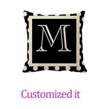 Amazon Com Black And White Polka Dot Monogrammed Pillow Cover