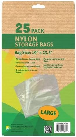 Grower's edge nylon storage bag - 1 mil 19 in x 23.5 in, 25 pack