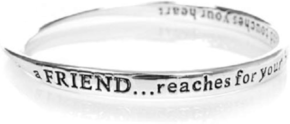 equilibrium Silver Plated Bangle With The Inscription - 'a FRIEND... reaches for your hand and touches your heart''