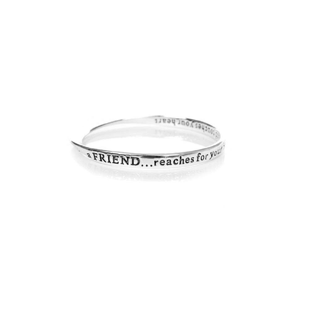 equilibrium Silver Plated Bangle With The Inscription - 'a FRIEND... reaches for your hand and touches your heart''