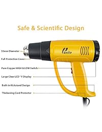 Poniie PN H20   Pistola de aire caliente con control digital de temperatura LCD de 1800 W para manualidades, envolver y quitar pintura