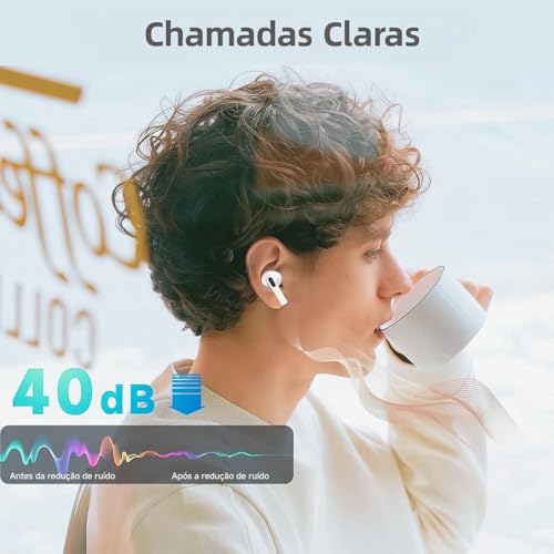 Fone De Ouvido Bluetooth 5.4 Sem Fio Com Microfone E Cancelamento Ruído