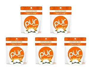 PUR 100% Xylitol Breath Mints, Tangerine Tango, 20 Count (Pack of 5) Sugar-Free + Aspartame Free, Vegan + non GMO