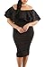 GOSOPIN Women's Off Shoulder Ruffle Bodycon Fit Sexy Midi Dresses Floral Print X-Large Black
