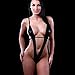 Tenworld Women Open Bra Deep V-neck Bundle Sexy Strap Lingerie G-string Thong