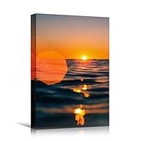 Canvas Wall Art Ocean Sunset II Coastal Orange Photography Relax/Calm Romantics Sunset Warm - 12x18 inches