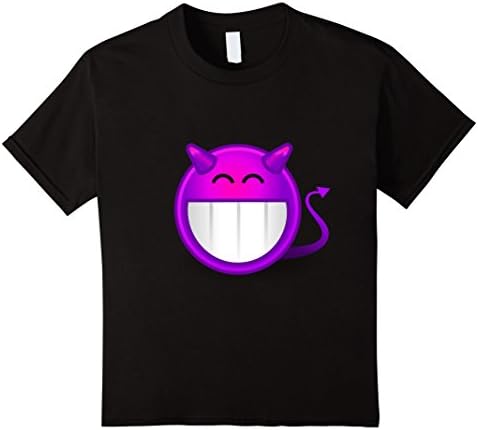 Kids Devil Emoji T-Shirt (Evil Purple Face Smiley Tee) 8 Black