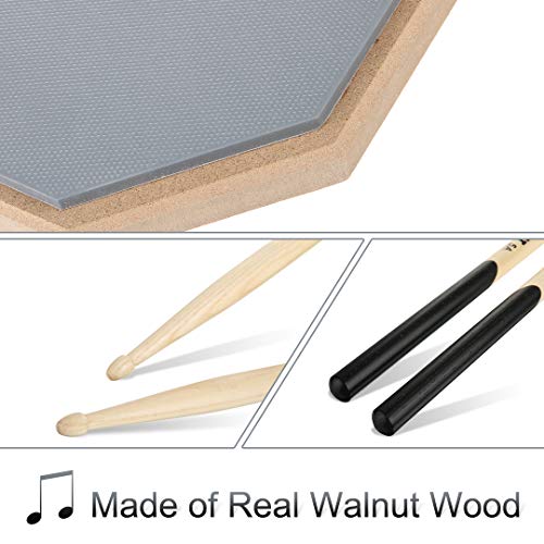 LOLUNUT 12 Inch Silent Drum Pad, Dumb Drum Beginner Rubber Practice Pad, with 5A Drum Sticks (12 Inch Grey)