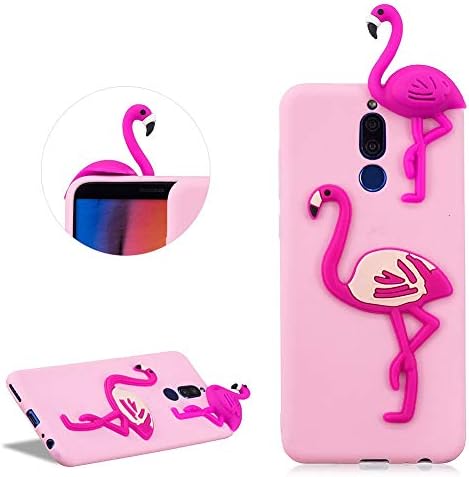 DasKAn Cartoon 3D Flamingo Silicone Case for Huawei Mate 10 Lite,Cute Animal Design Solid Color Matte Soft Rubber Back Cover Ultra Slim Shockproof Flexible Gel TPU Protective Skin Shell,Light Pink#2