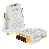 Rankie DVI to HDMI Adapter, 2-Pack Gold-Plated 1080P Male to Female Converter (White)