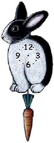Black White Bunny Pendulum Wall Clock